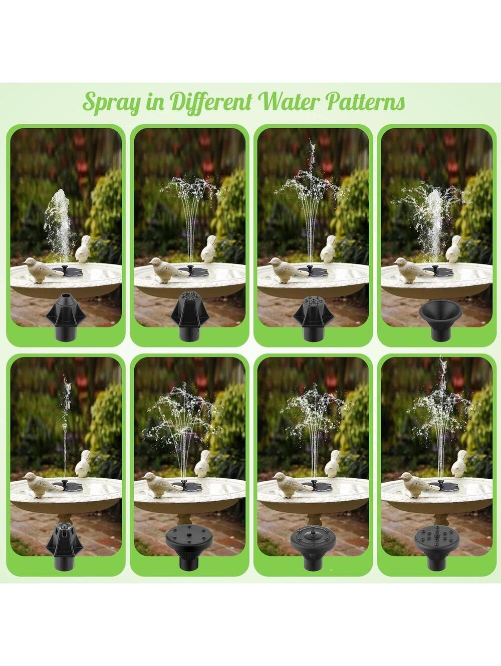 7"-Solar Power Floating Water Pump Bird Bath Fountain Submersible Pond Garden - Picture 2 of 16